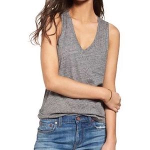 Whisper Cotton V-Neck Pocket Tank Heather Gray
